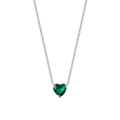 Luca Barra - COLLANA DONNA IN ACCIAIO CON CUORE CRISTALLO VERDE