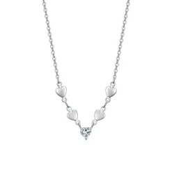 LUCA BARRA - COLLANA DONNA IN ACCIAIO CON CUORI E ZIRCONI BIANCHI