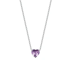Luca Barra - COLLANA DONNA IN ACCIAIO CON CUORE CRISTALLO VIOLA