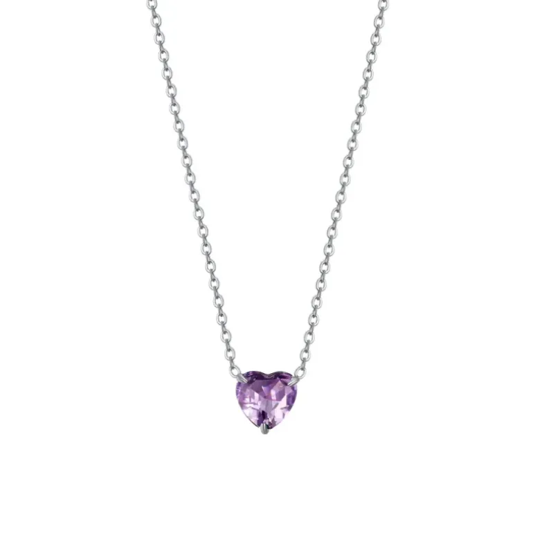 Luca Barra - COLLANA DONNA IN ACCIAIO CON CUORE CRISTALLO VIOLA