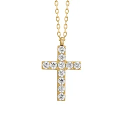 Luca Barra - COLLANA DONNA IN ACCIAIO E IP GOLD CON CROCE E ZIRCONI BIANCHI