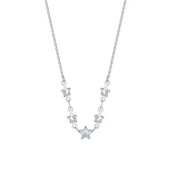 LUCA BARRA - COLLANA IN ACCIAIO CON STELLE E ZIRCONI BIANCHI
