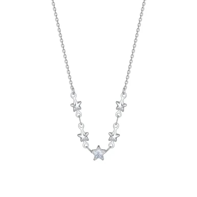LUCA BARRA - COLLANA IN ACCIAIO CON STELLE E ZIRCONI BIANCHI