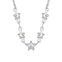 LUCA BARRA - COLLANA IN ACCIAIO CON STELLE E ZIRCONI BIANCHI