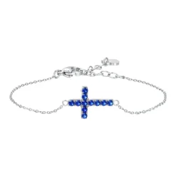 Luca Barra - BRACCIALE DONNA IN ACCIAIO CON CROCE E ZIRCONI BLU