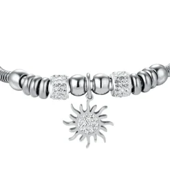Luca Barra - BRACCIALE DONNA IN ACCIAIO CON SOLE CON CRISTALLI BIANCHI