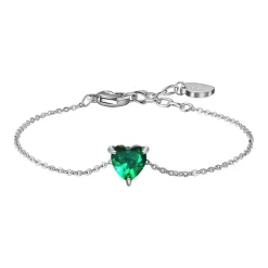 Luca Barra - BRACCIALE DONNA IN ACCIAIO CON CUORE CRISTALLO VERDE