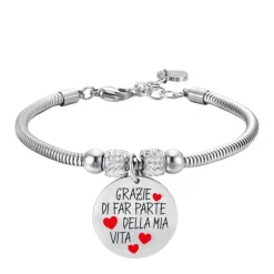 Luca Barra - BRACCIALE DONNA IN ACCIAIO GRAZIE DI FAR PARTE DELLA MIA VITA