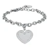 Luca Barra - BRACCIALE DONNA IN ACCIAIO CON CUORE CON CRISTALLI BIANCHI