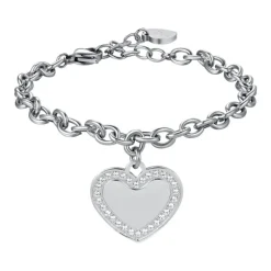 Luca Barra - BRACCIALE DONNA IN ACCIAIO CON CUORE CON CRISTALLI BIANCHI