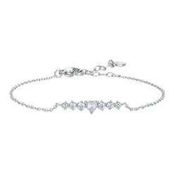 Luca Barra - BRACCIALE DONNA IN ACCIAIO CON CUORE E CRISTALLI BIANCHI