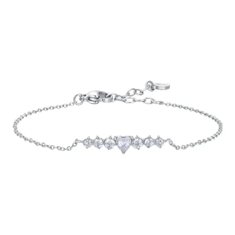 Luca Barra - BRACCIALE DONNA IN ACCIAIO CON CUORE E CRISTALLI BIANCHI
