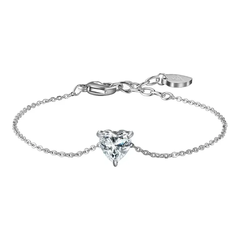 Luca Barra - BRACCIALE DONNA IN ACCIAIO CON CUORE CRISTALLO BIANCO