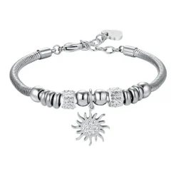 Luca Barra - BRACCIALE DONNA IN ACCIAIO CON SOLE CON CRISTALLI BIANCHI