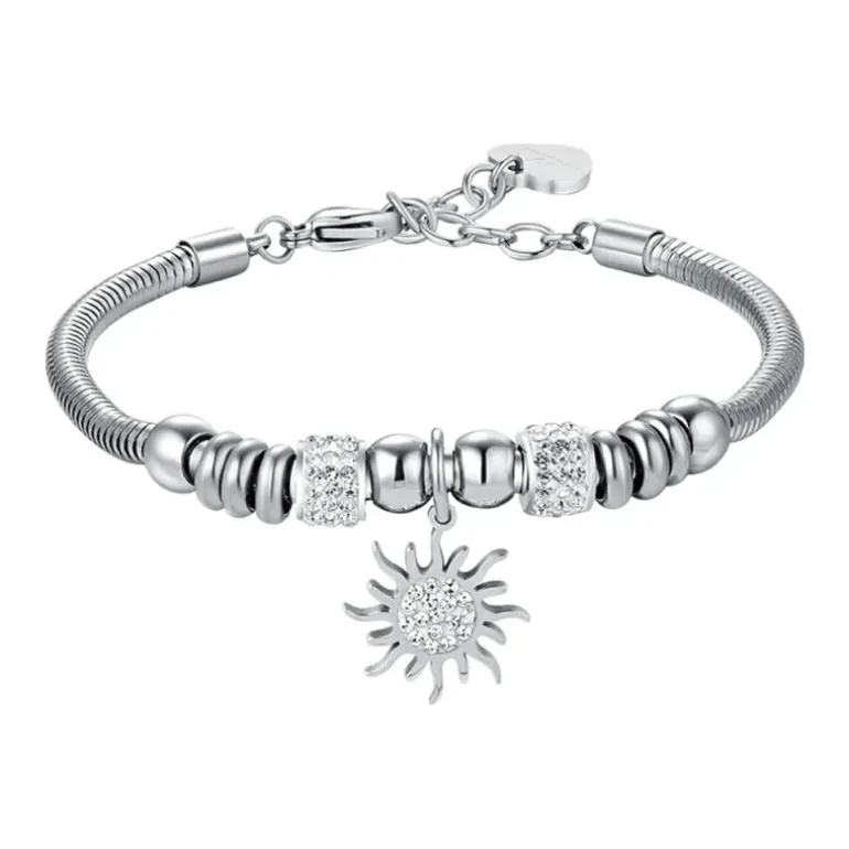 Luca Barra - BRACCIALE DONNA IN ACCIAIO CON SOLE CON CRISTALLI BIANCHI