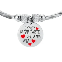 Luca Barra - BRACCIALE DONNA IN ACCIAIO GRAZIE DI FAR PARTE DELLA MIA VITA