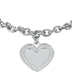 Luca Barra - BRACCIALE DONNA IN ACCIAIO CON CUORE CON CRISTALLI BIANCHI