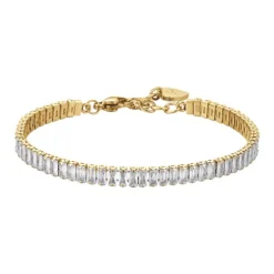 Luca Barra - BRACCIALE TENNIS DONNA IN ACCIAIO CON CRISTALLI BAGUETTE BIANCHI