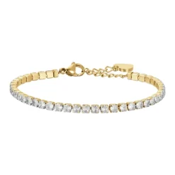 Luca Barra - BRACCIALE TENNIS DONNA IN ACCIAIO IP GOLD CON CRISTALLI BIANCHI