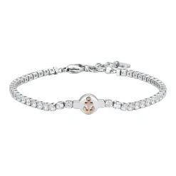 Luca Barra - BRACCIALE TENNIS UOMO IN ACCIAIO ZIRCONI BIANCHI