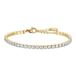 Luca Barra - BRACCIALE TENNIS DONNA IN ACCIAIO CON CRISTALLI BIANCHI DA 4 MM