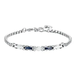Luca Barra - BRACCIALE UOMO IN ACCIAIO CON CERAMICA BLU ED ELEMENTI
