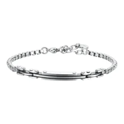 Luca Barra - BRACCIALE UOMO IN ACCIAIO PIASTRA ED ELEMENTI IP NERO