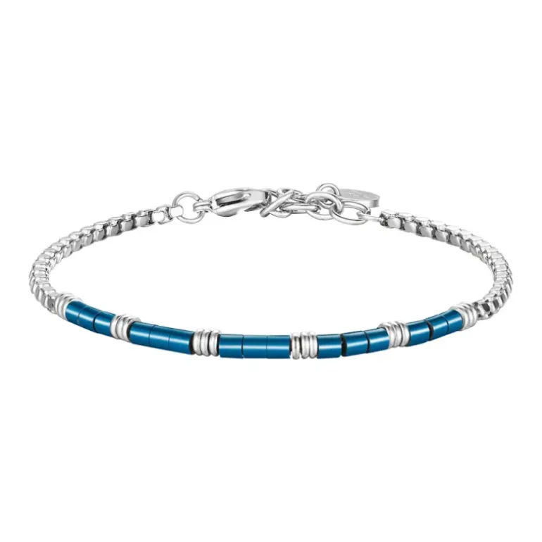 Luca Barra - BRACCIALE UOMO IN ACCIAIO CON ELEMENTI IN ACCIAIO IP BLU