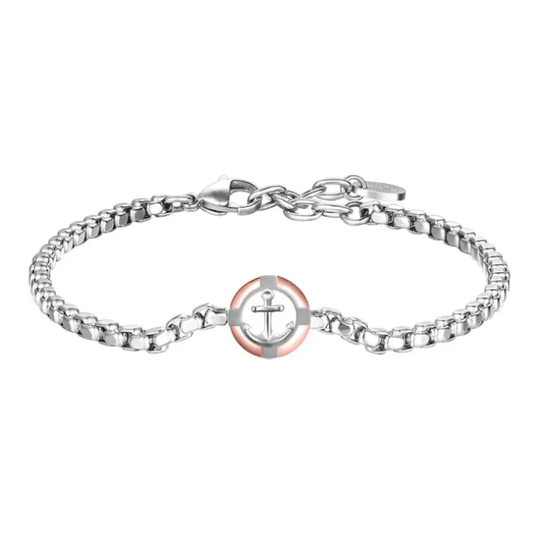 Luca Barra - BRACCIALE UOMO IN ACCIAIO ROSA GOLD CON ANCORA
