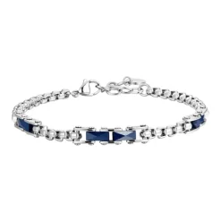 Luca Barra - BRACCIALE UOMO IN ACCIAIO ED ELEMENTI IN CERAMICA BLU