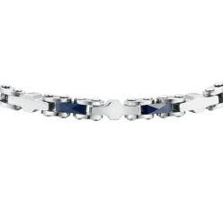 Luca Barra - BRACCIALE UOMO IN ACCIAIO CON CERAMICA BLU ED ELEMENTI