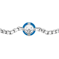 Luca Barra - BRACCIALE UOMO IN ACCIAIO CON ROSA DEI VENTI E DETTAGLIO BLU
