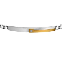 Luca Barra - BRACCIALE UOMO IN ACCIAIO, PIASTRA CON ELEMENTO IP GOLD