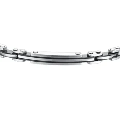 Luca Barra - BRACCIALE UOMO IN ACCIAIO PIASTRA ED ELEMENTI IP NERO