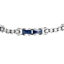 Luca Barra - BRACCIALE UOMO IN ACCIAIO ED ELEMENTI IN CERAMICA BLU