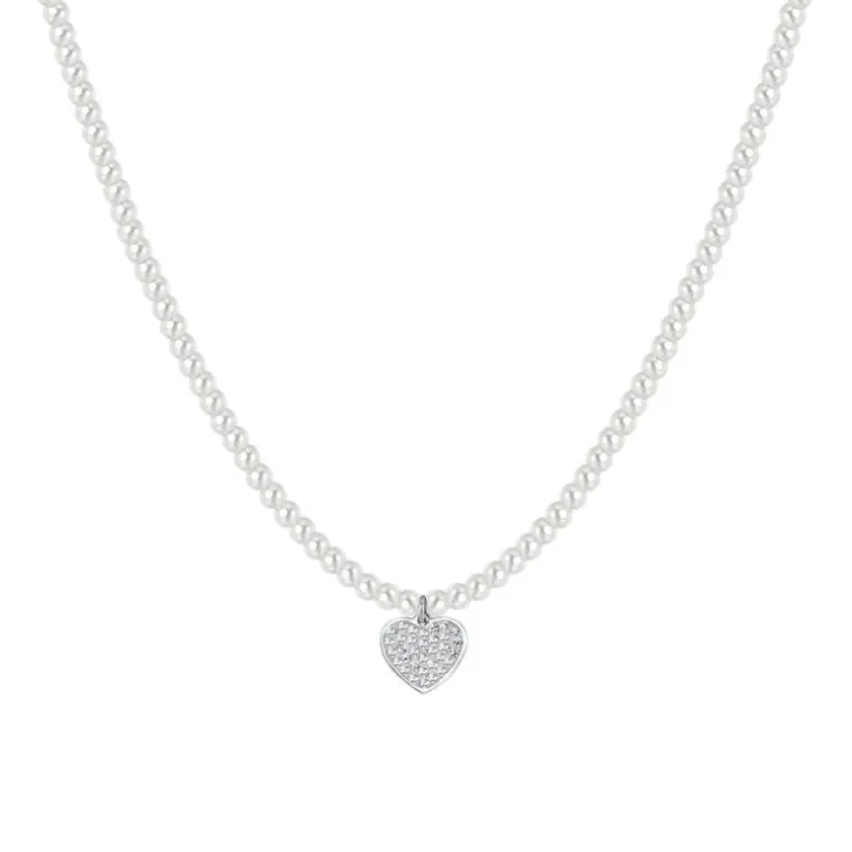 Luca Barra - COLLANA DONNA IN ACCIAIO PERLE E CUORE