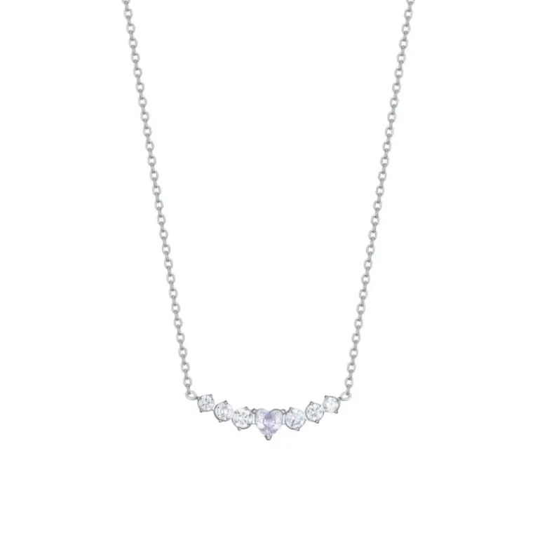 Luca Barra - COLLANA DONNA IN ACCIAIO CON CUORE E CRISTALLI BIANCHI