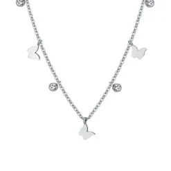 Luca Barra - COLLANA DONNA IN ACCIAIO FARFALLE E CRISTALLI