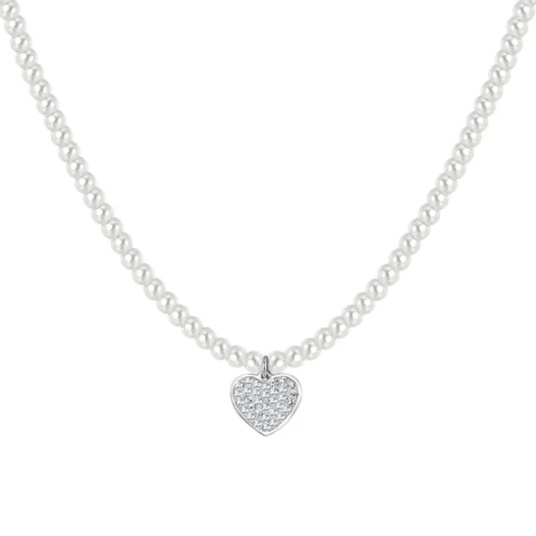 Luca Barra - COLLANA DONNA IN ACCIAIO PERLE E CUORE