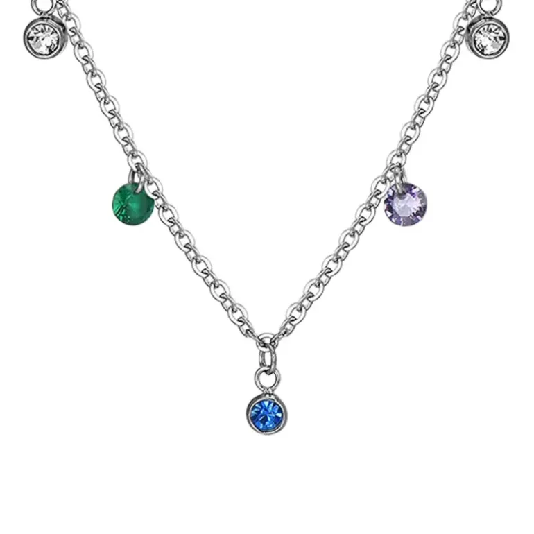 Luca Barra - COLLANA DONNA IN ACCIAIO CRISTALLI MULTICOLOR