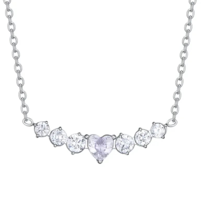 Luca Barra - COLLANA DONNA IN ACCIAIO CON CUORE E CRISTALLI BIANCHI