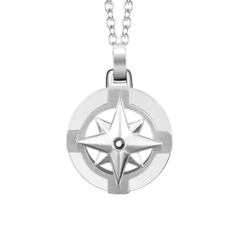 Luca Barra - COLLANA UOMO IN ACCIAIO E ROSA DEI VENTI