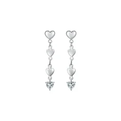 LUCA BARRA - ORECCHINI DONNA IN ACCIAIO CON CUORI E ZIRCONI BIANCHI