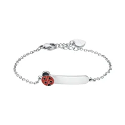 LUCA BARRA - BRACCIALE BAMBINA PERSONALIZZABILE IN ACCIAIO CON COCCINELLA