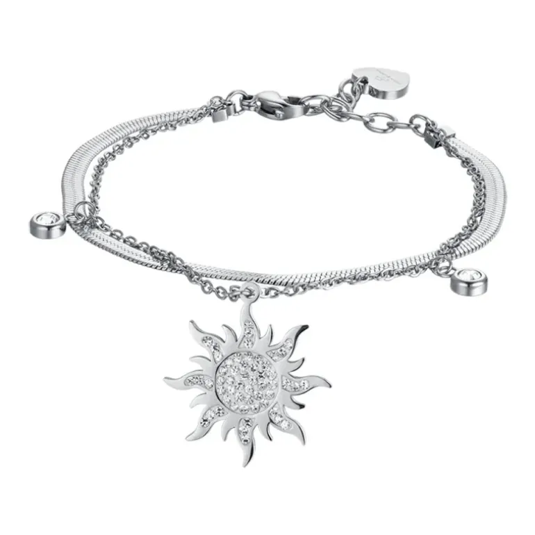 Luca Barra - Bracciale con sole con cristalli bianchi