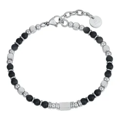 Luca Barra - Bracciale con pietre agata nere