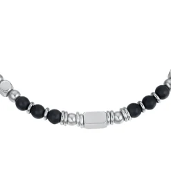 Luca Barra - Bracciale con pietre agata nere