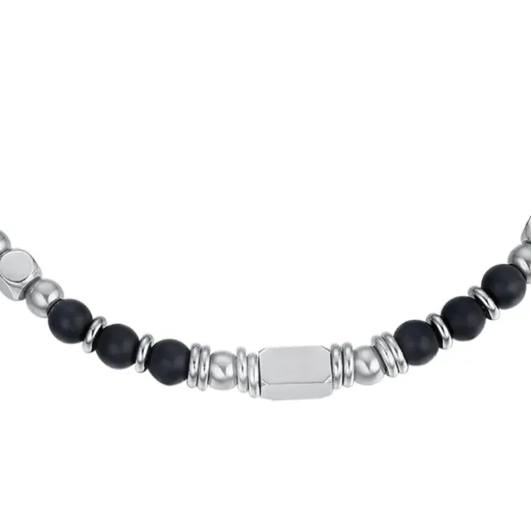 Luca Barra - Bracciale con pietre agata nere