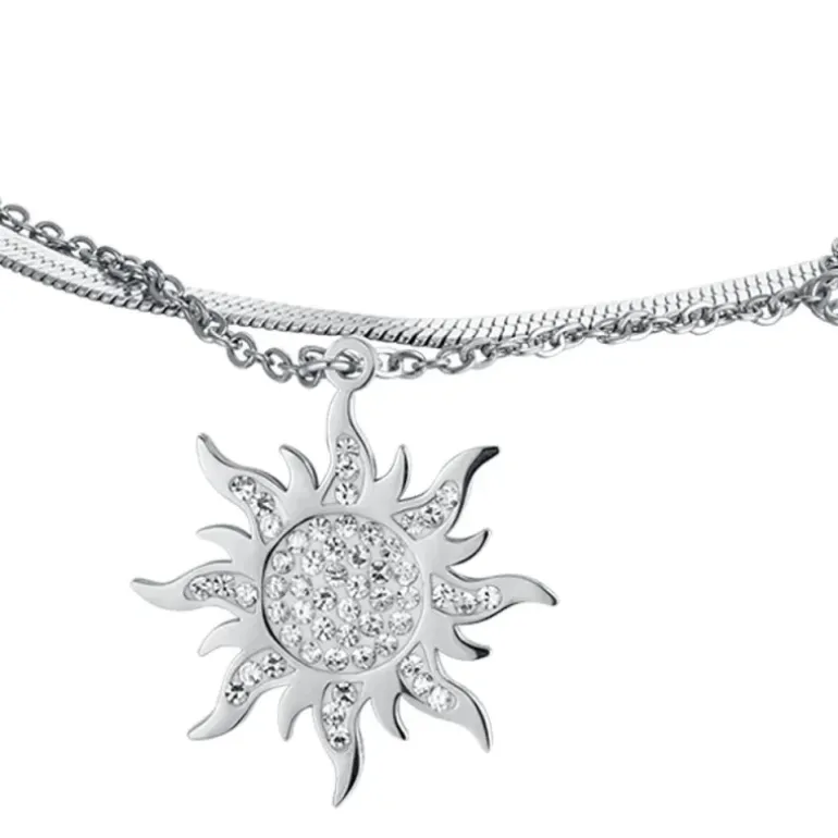 Luca Barra - Bracciale con sole con cristalli bianchi