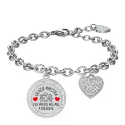 Luca Barra - BRACCIALE DONNA IN ACCIAIO GRAZIE MAESTRA PER AVERCI AIUTATO A CRESCERE